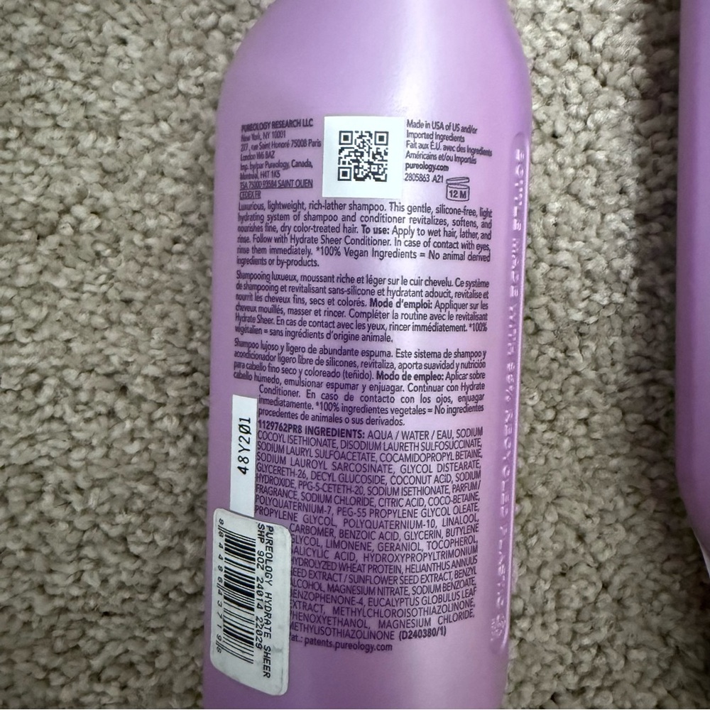 Pureology Hydrate Sheer Nourishing Shampoo & Conditioner Set Hair Treatment NEW - Picture 5 of 11